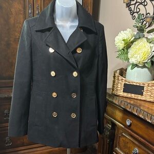 Michael Kors women coat Black Peacoat with Gold Accents(excellent condition)
